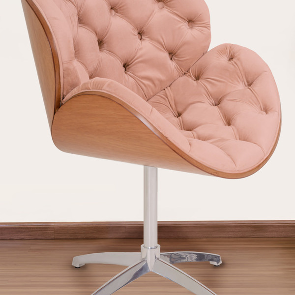 Poltrona Decorativa Bella Laminada Pé Giratório De Alumínio C