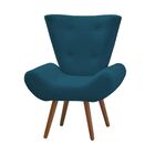 Poltrona Decorativa Bella Pés Madeira Suede Azul Marinho