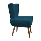 Poltrona Decorativa Bella Pés Madeira Suede Azul Marinho