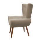 Poltrona Decorativa Bella Pés Madeira Suede Bege