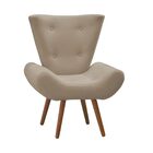 Poltrona Decorativa Bella Pés Madeira Suede Bege