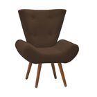 Poltrona Decorativa Bella Pés Madeira Suede Marrom