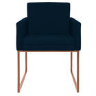 Poltrona Decorativa Bellinha Base De Ferro Bronze Suede Azul