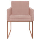 Poltrona Decorativa Bellinha Base De Ferro Bronze Suede Rosê