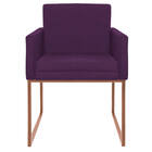 Poltrona Decorativa Bellinha Base De Ferro Bronze Suede Roxo
