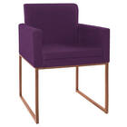 Poltrona Decorativa Bellinha Base De Ferro Bronze Suede Roxo