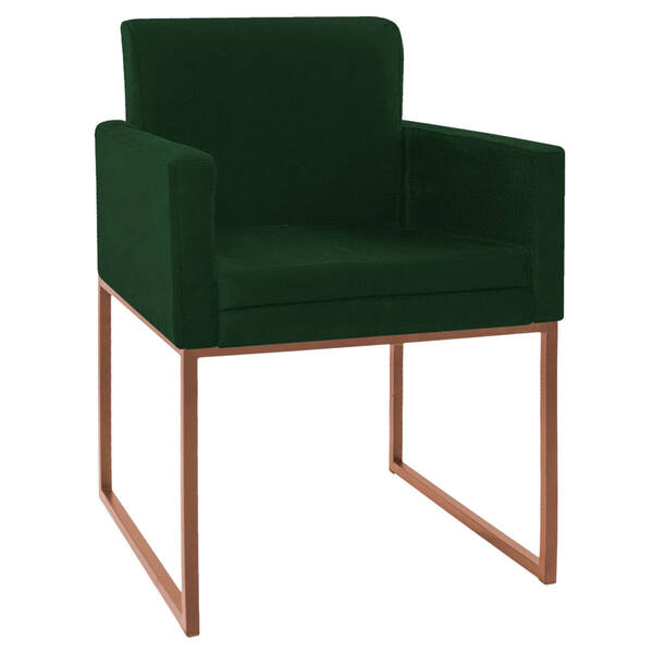 Poltrona Decorativa Bellinha Base De Ferro Bronze Suede Verde