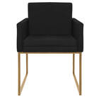 Poltrona Decorativa Bellinha Base De Ferro Dourado Suede - Am