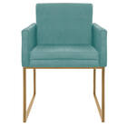 Poltrona Decorativa Bellinha Base De Ferro Dourado Suede - Am