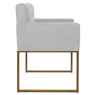 Poltrona Decorativa Bellinha Base De Ferro Dourado Suede Bran