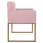Poltrona Decorativa Bellinha Base De Ferro Dourado Suede Rosa