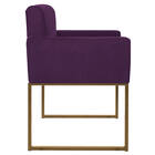 Poltrona Decorativa Bellinha Base De Ferro Dourado Suede Roxo