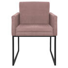 Poltrona Decorativa Bellinha Base De Ferro Preto Linho - Amar