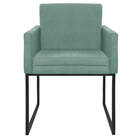 Poltrona Decorativa Bellinha Base De Ferro Preto Linho Azul T