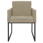 Poltrona Decorativa Bellinha Base De Ferro Preto Linho Bege -