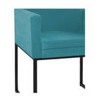 Poltrona Decorativa Bellinha Base De Ferro Preto Suede Azul T