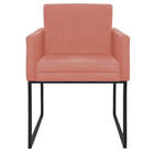 Poltrona Decorativa Bellinha Base De Ferro Preto Suede Coral