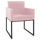 Poltrona Decorativa Bellinha Base De Ferro Preto Suede Rosa B