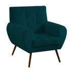 Poltrona Decorativa Beluno Suede Azul Pavão Pés Palito - D'Ro