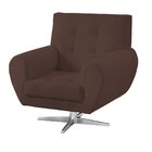 Poltrona Decorativa Beluno Suede Marrom Base Estrela Aço Crom