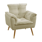 Poltrona Decorativa Beta Para Sala Estar Sued Bege Aradecor