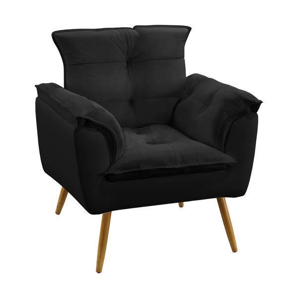 Poltrona Decorativa Beta Sued Preto Aradecor
