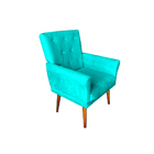 Poltrona Decorativa Bia Com Pés Palito Suede Azul Turquesa