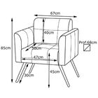 Poltrona Decorativa Bia Couro Bege 66 G58 - Gran Belo