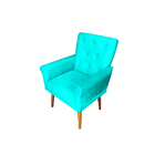 Poltrona Decorativa Bia Suede Azul Turquesa Para Sala E Quart