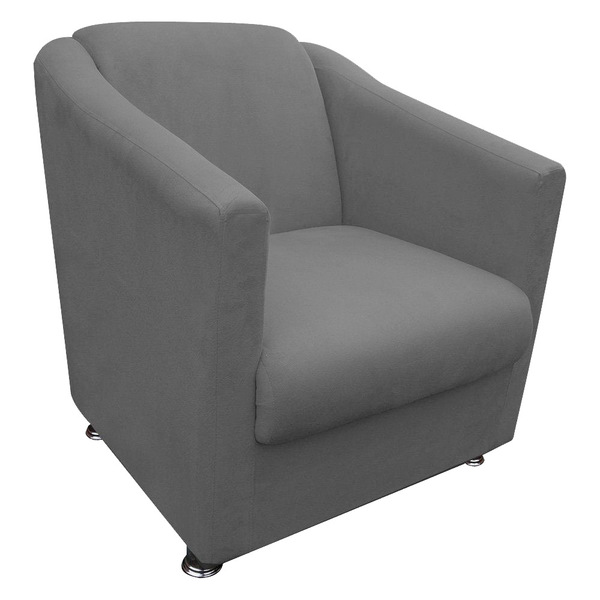 Poltrona Decorativa Bia Suede Cinza