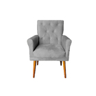Poltrona Decorativa Bia Suede Cinza Para Sala E Quarto - Deco