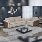 Poltrona Decorativa Bolero Linho Bege Corvin Marrom G45 - Gra