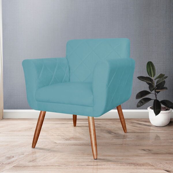 Poltrona Decorativa Bordada Atenas Para Sala E Quarto Pés Pal