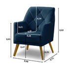 Poltrona Decorativa Bordada Magali Veludo Azul Marinho Lansof