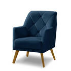 Poltrona Decorativa Bordada Magali Veludo Azul Marinho Lansof