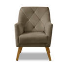 Poltrona Decorativa Bordada Magali Veludo Bege Capuccino Lans