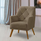 Poltrona Decorativa Bordada Magali Veludo Bege Capuccino Lans