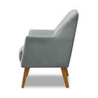 Poltrona Decorativa Bordada Magali Veludo Cinza Claro Lansofbr