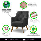 Poltrona Decorativa Bordada Magali Veludo Cinza Grafite Lanso