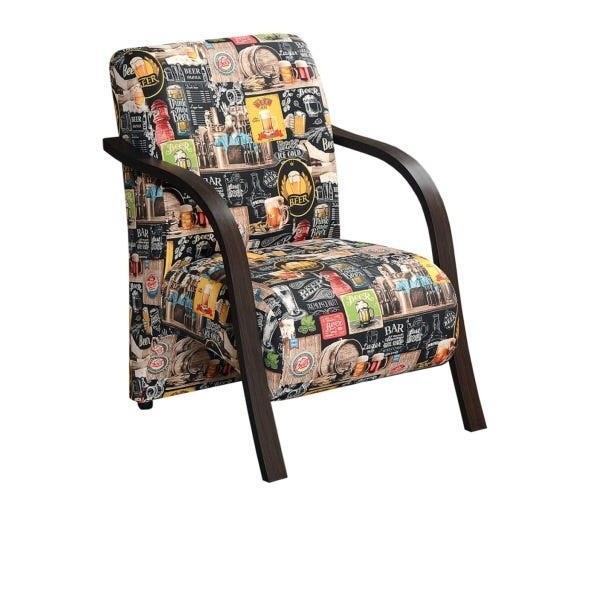 Poltrona Decorativa Braço Em Madeira, Sala De Estar E Varanda