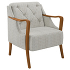 Poltrona Decorativa Braços Em Madeira Hand Linho Cru G45 - Gr