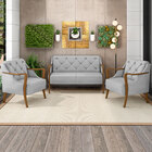 Poltrona Decorativa Braços Em Madeira Hand Veludo Cinza G45 -