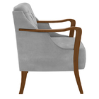 Poltrona Decorativa Braços Em Madeira Hand Veludo Cinza G45 -