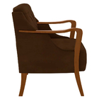 Poltrona Decorativa Braços Em Madeira Hand Veludo Marrom G45