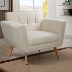 Poltrona Decorativa Bruna Sala De Estar Quarto Recepção Bege