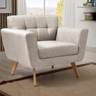 Poltrona Decorativa Bruna Sala De Estar Quarto Recepção Bege