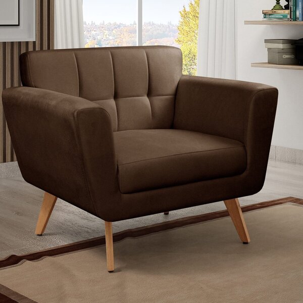 Poltrona Decorativa Bruna Sala De Estar Quarto Recepção Marrom