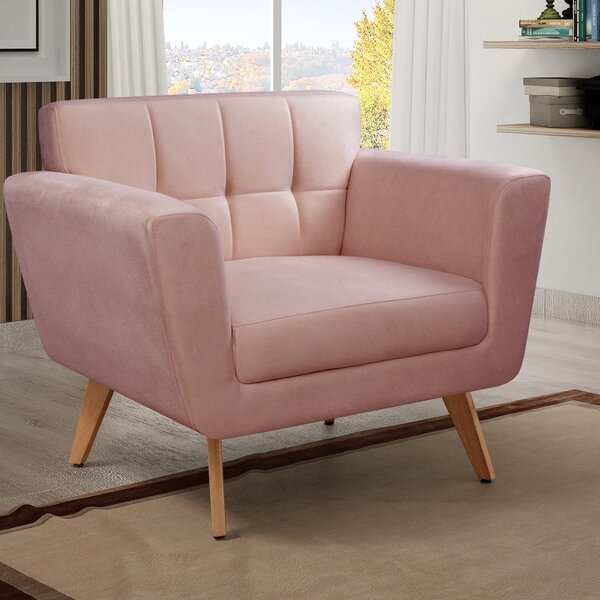 Poltrona Decorativa Bruna Sala De Estar Quarto Recepção Rose