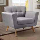 Poltrona Decorativa Bruna Sala Ou Recepção C/ Pés Madeira Bel