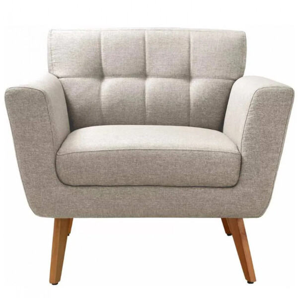 Poltrona Decorativa Bruna Sala Ou Recepção C/ Pés Madeira Bel